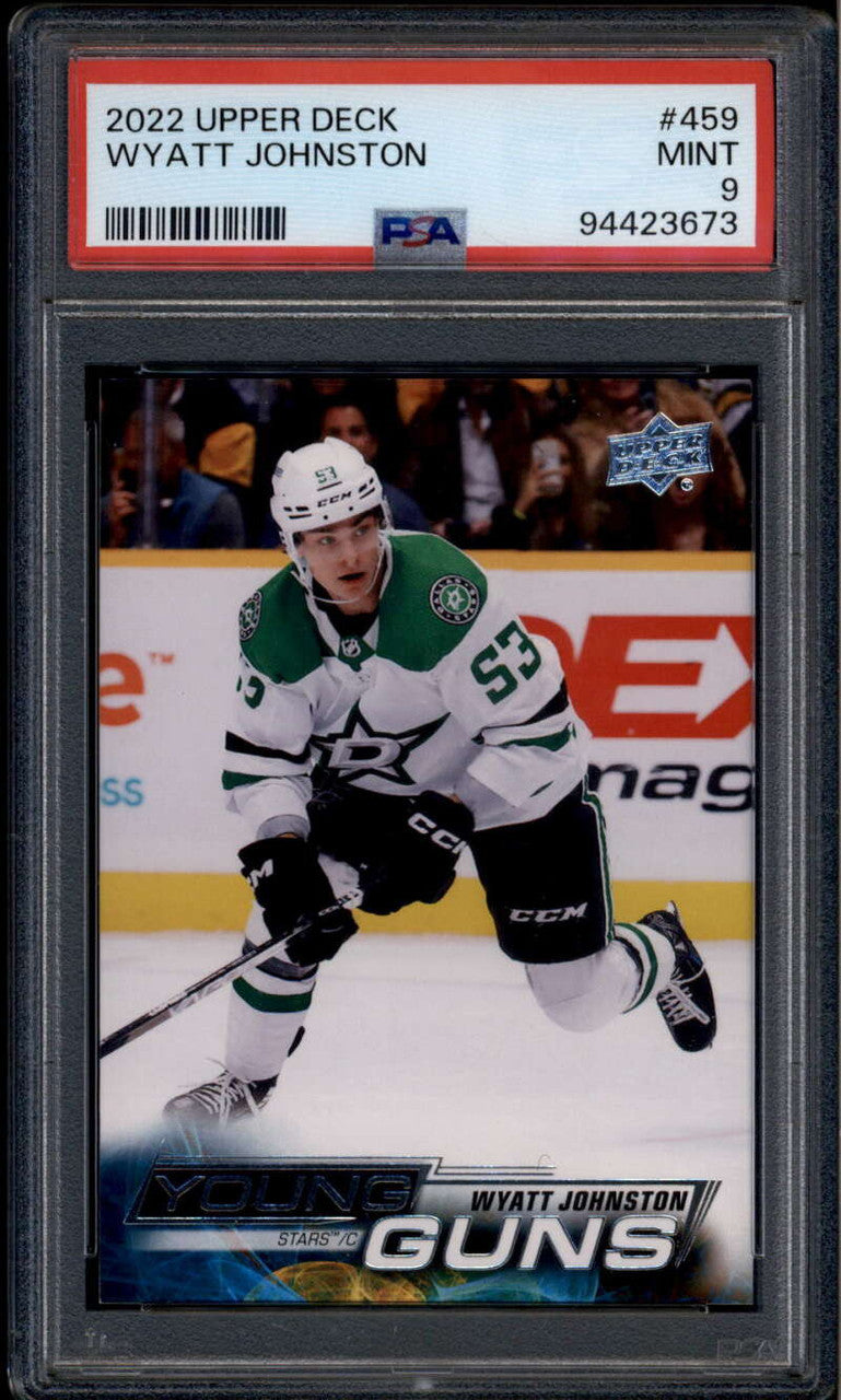 SOLD 185921 2022-23 Upper Deck 459 Wyatt Johnston Rookie RC YG Young Guns PSA 9 MINT