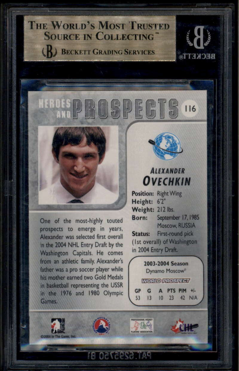 2004-05 In the Game ITG Heroes and Prospects 116 Alex Ovechkin Rookie RC BGS 9.5