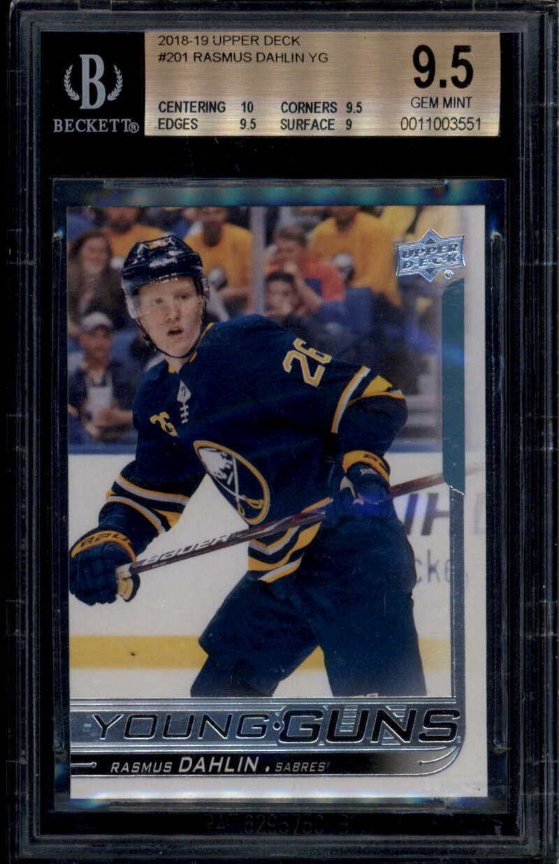2018-19 Upper Deck 201 Rasmus Dahlin Rookie RC YG Young Guns BGS 9.5 GEM