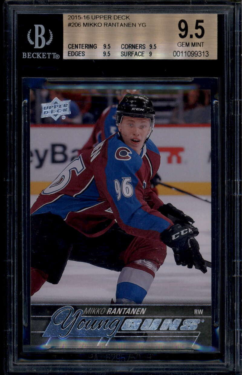 2015-16 Upper Deck 206 Mikko Rantanen Rookie RC YG Young Guns BGS 9.5 GEM MINT