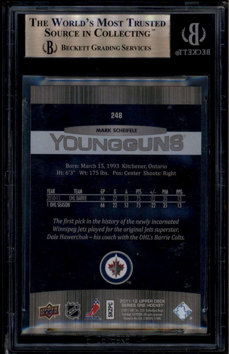 SOLD 185931 2011-12 Upper Deck 248 Mark Scheifele Rookie RC YG Young Guns BGS 9.5 GEM MINT