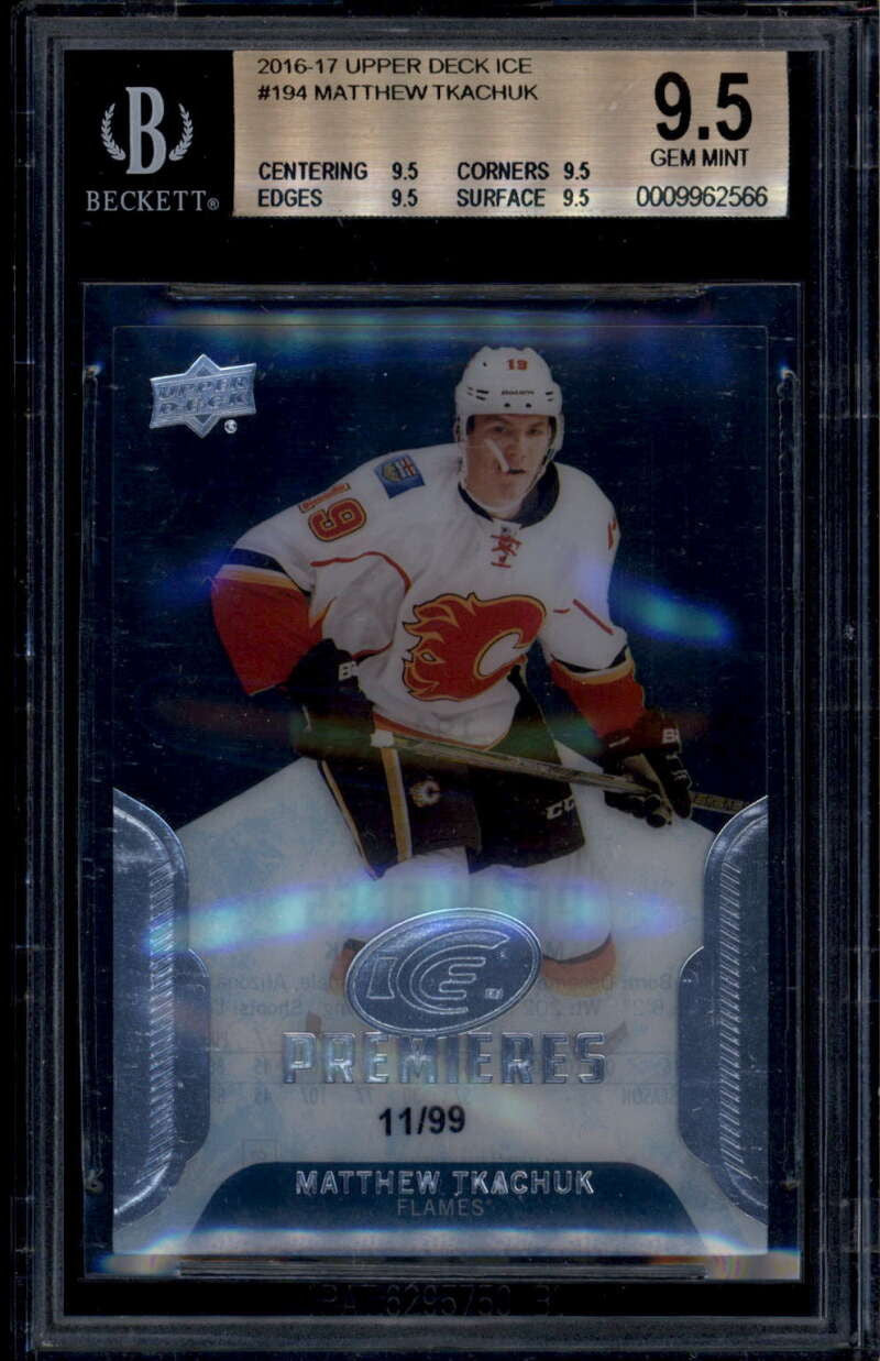 2016-17 Upper Deck Ice 194 Matthew Tkachuk Rookie RC 11/99 BGS 9.5 GEM MINT
