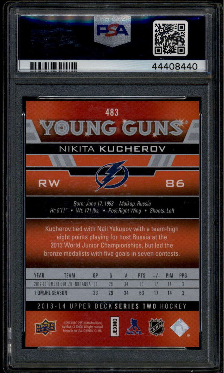 2013-14 Upper Deck 483 Nikita Kucherov Rookie RC YG Young Guns PSA 10 GEM MT