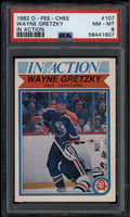 SOLD 185943 1982-83 O-Pee-Chee 107 Wayne Gretzky IA In Action PSA 8 NM-MT