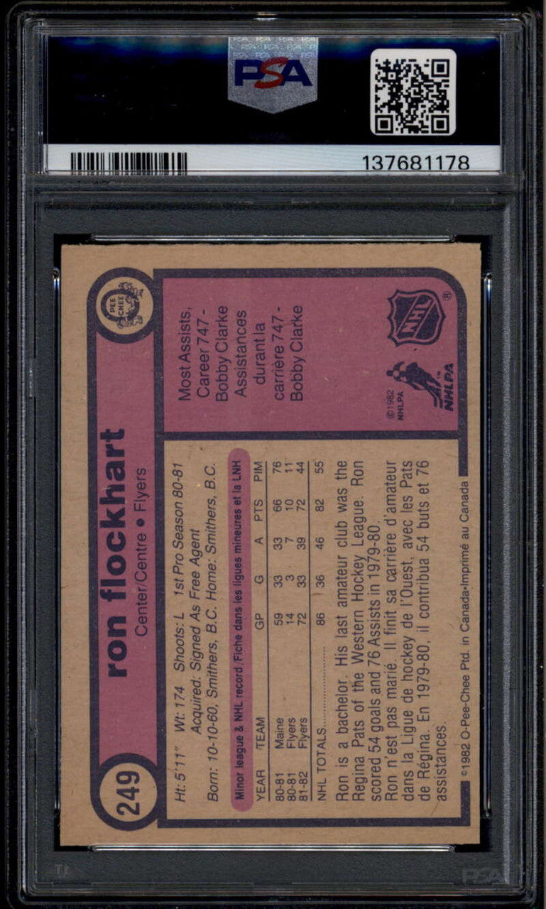 1982-83 O-Pee-Chee 249 Ron Flockhart Rookie RC PSA 10 GEM MT 137681178