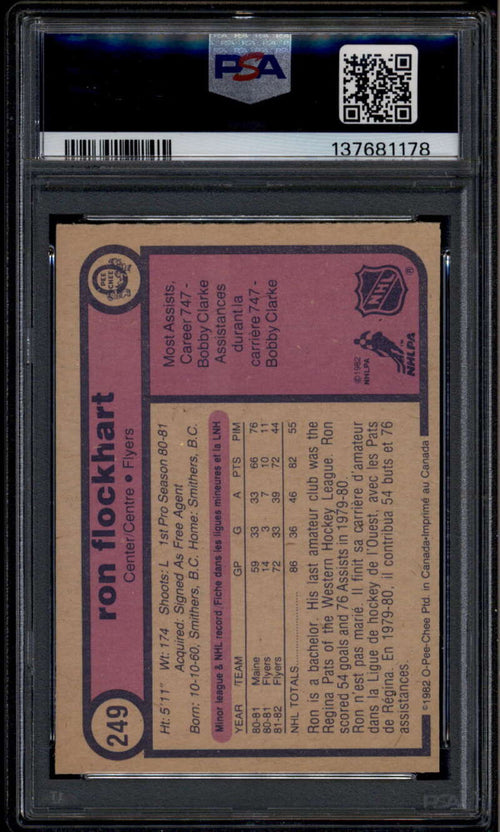 1982-83 O-Pee-Chee 249 Ron Flockhart Rookie RC PSA 10 GEM MT 137681178