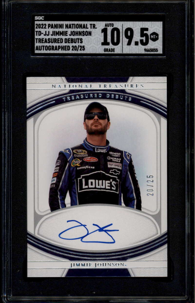 2022 Panini National Treasures Treasured Debuts Jimmie Johnson Auto /25 SGC 9.5