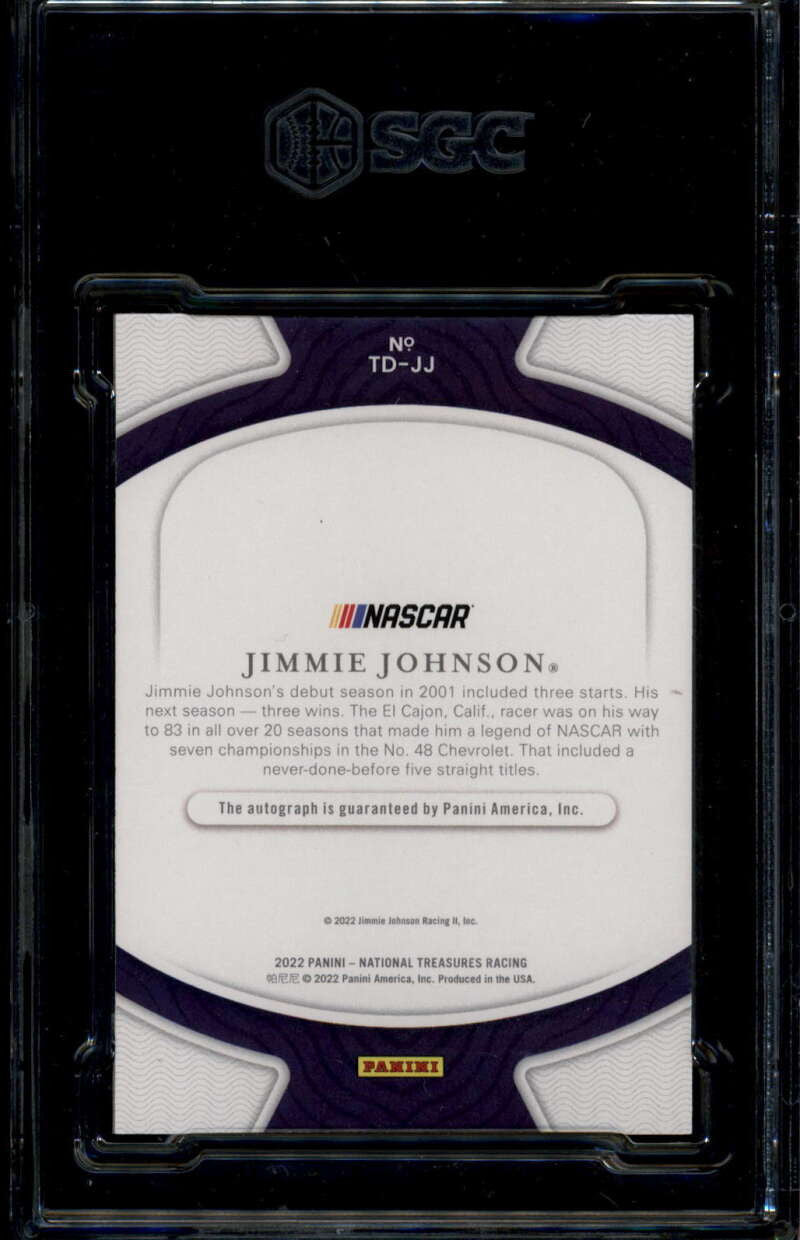 2022 Panini National Treasures Treasured Debuts Jimmie Johnson Auto /25 SGC 9.5
