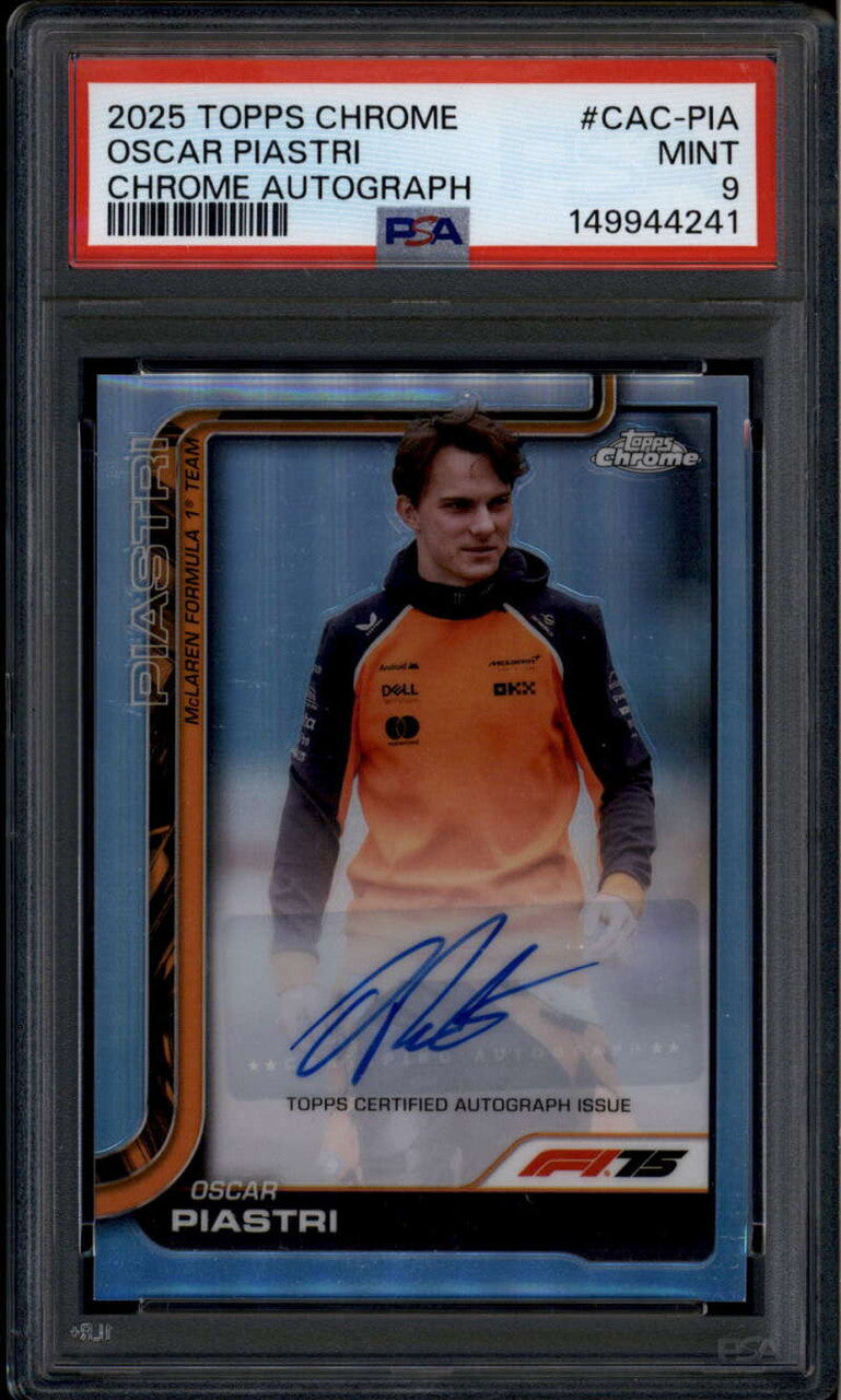 SOLD 185954 2025 Topps Chrome Formula 1 Autographs CACPIA Oscar Piastri Auto PSA 9 MINT