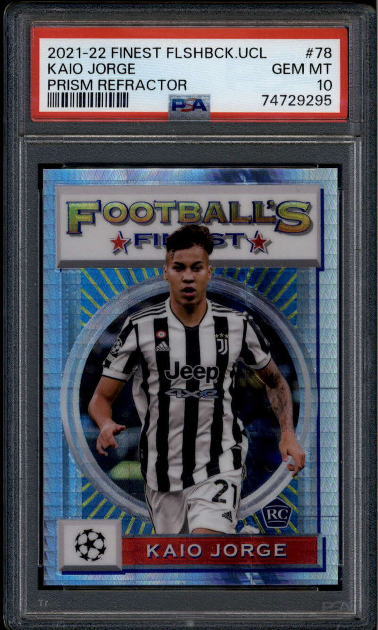2021-22 Finest Flashbacks UEFA CL Prism Refractor 78 Kaio Jorge RC 10/35 PSA 10