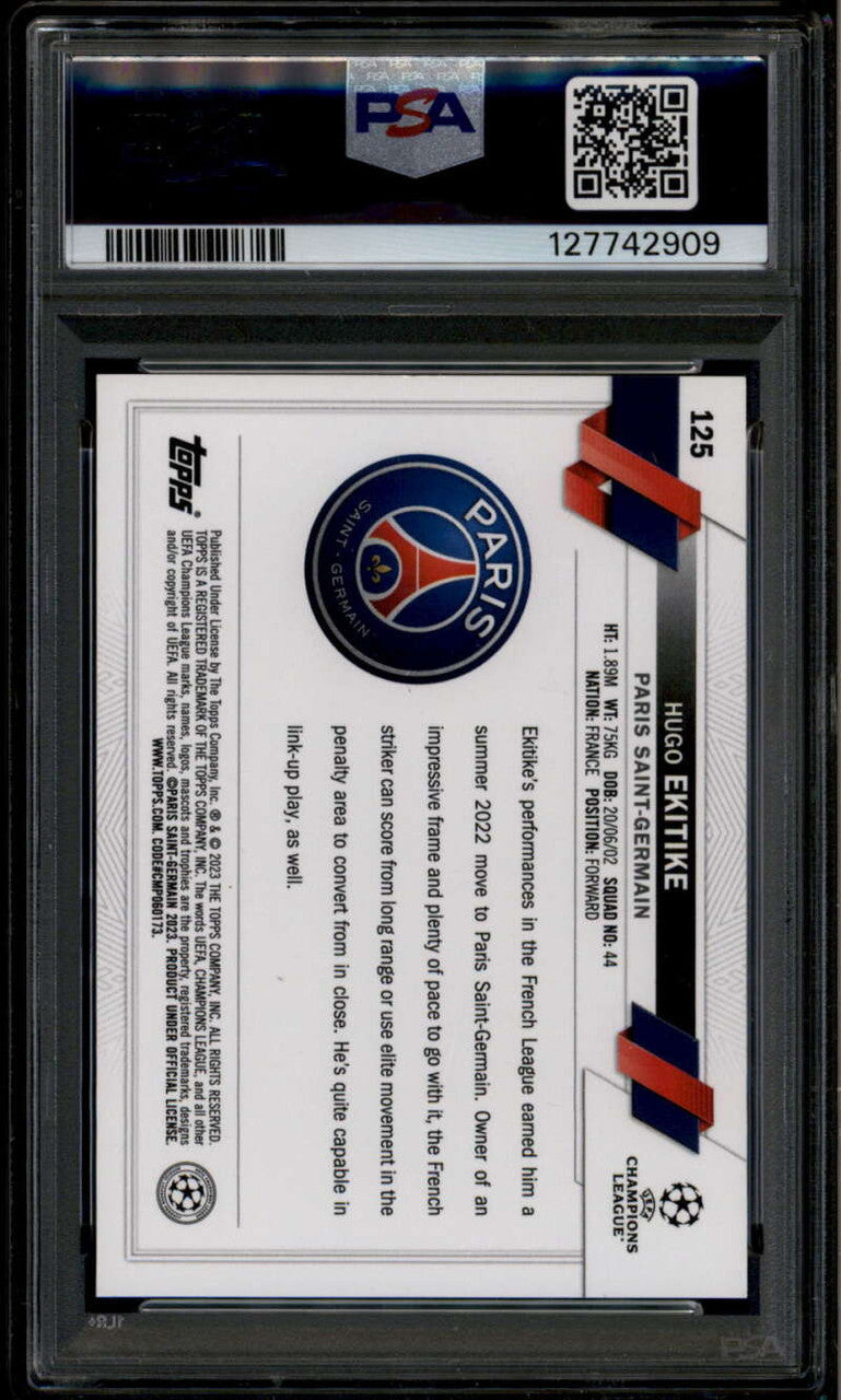 2022-23 Topps Chrome UEFA Gold Lava Refractor 125 Hugo Ekitike Rookie RC PSA 9