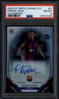 SOLD 185966 2023-24 Topps Chrome UEFA Autographs Fermin Lopez Rookie RC Auto PSA 8 NM-MT