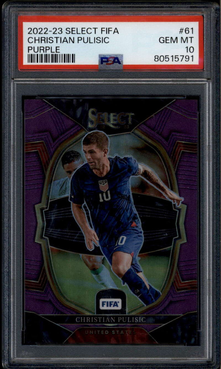2022-23 Select FIFA Purple Refractor 61 Christian Pulisic 60/75 PSA 10 GEM MT
