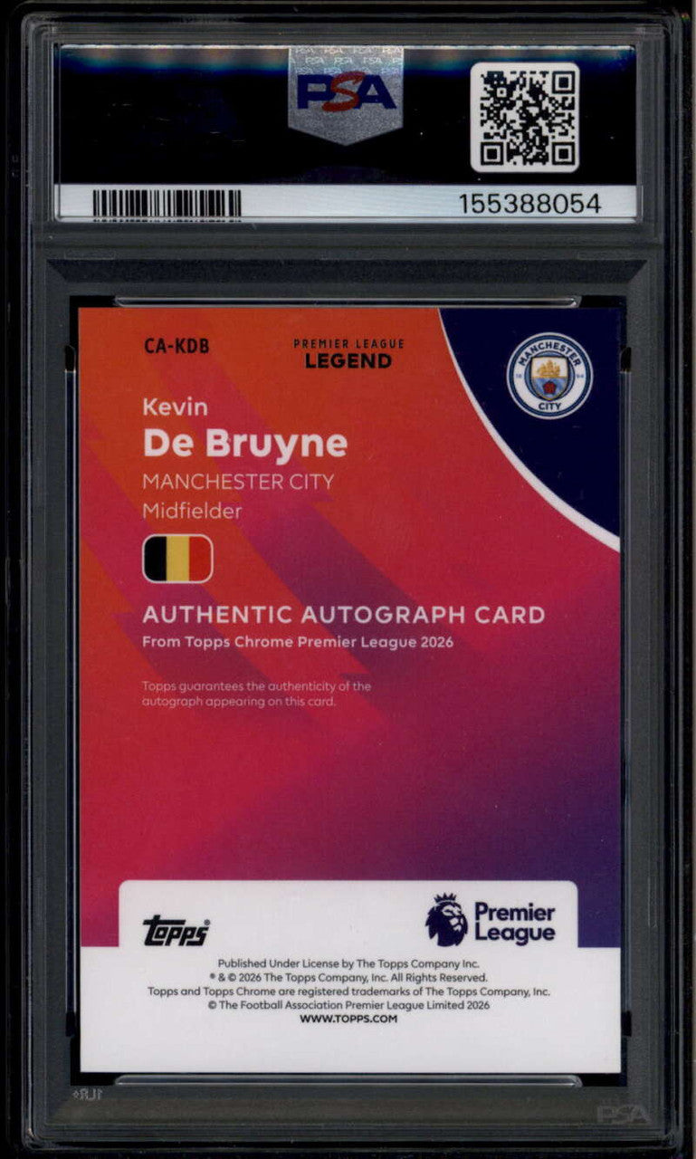 SOLD 185975 2025-26 Topps Chrome Autographs Gold Refractor Kevin De Bruyne Auto 19/50 PSA 10