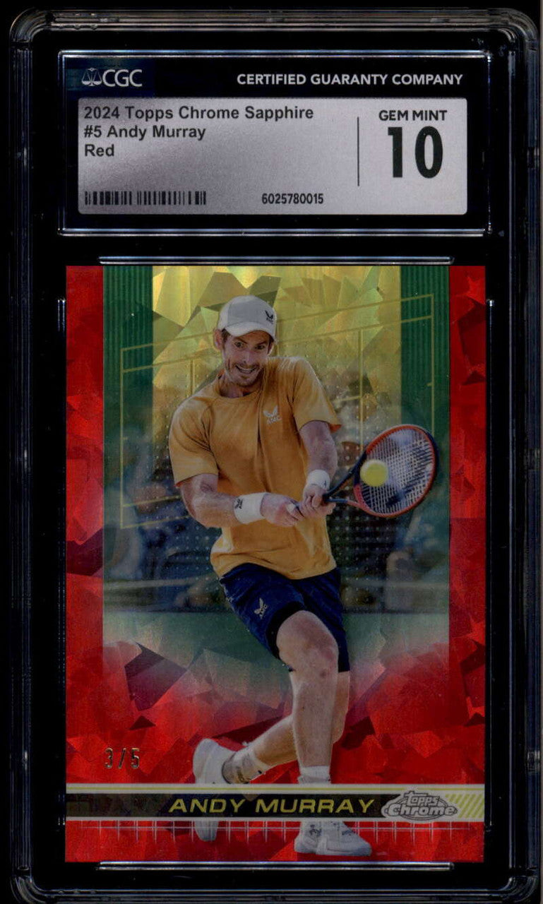 SOLD 185984 2024 Topps Chrome Sapphire Edition Red Refractor 5 Andy Murray 3/5 CGC 10 GEM