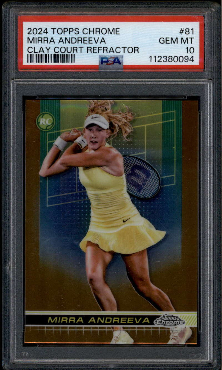 2024 Topps Chrome Clay Court Refractor 81 Mirra Andreeva Rookie RC PSA 10 GEM MT