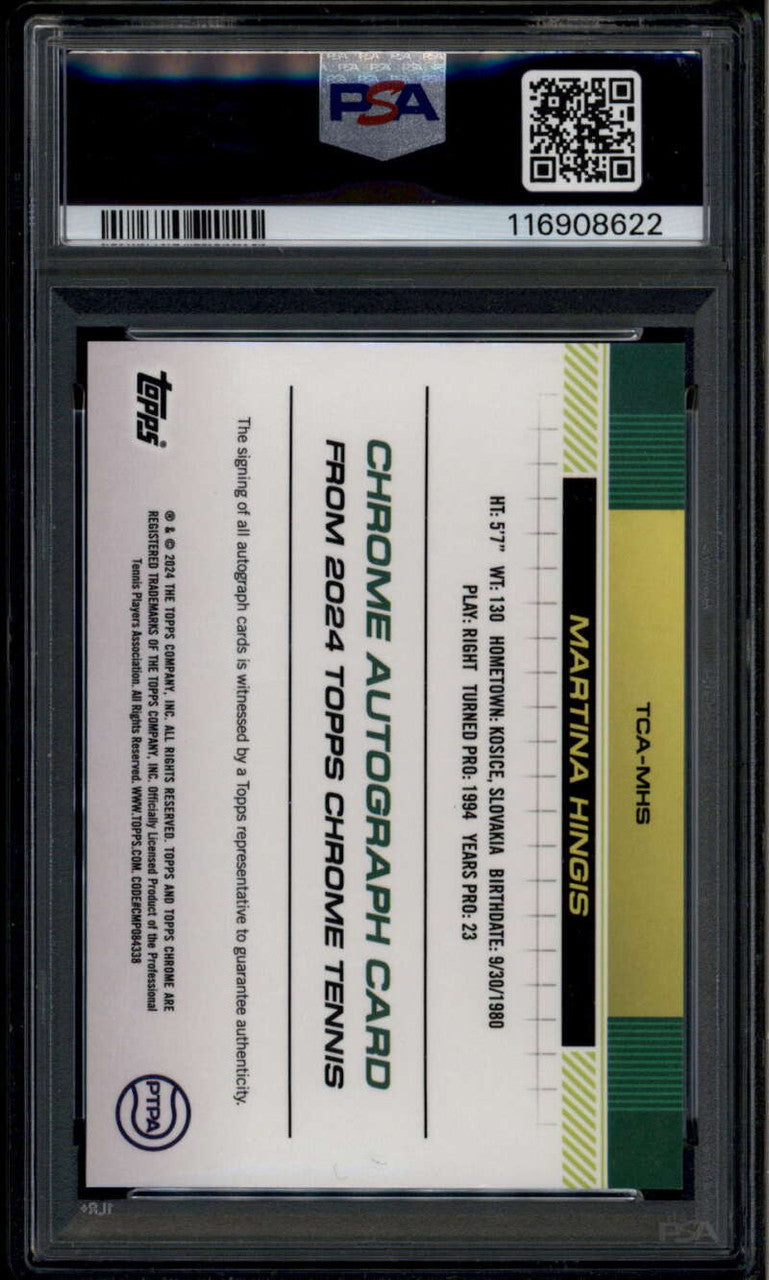 2024 Topps Chrome Autographs Orange Refractor Martina Hingis Auto 2/25 PSA 10