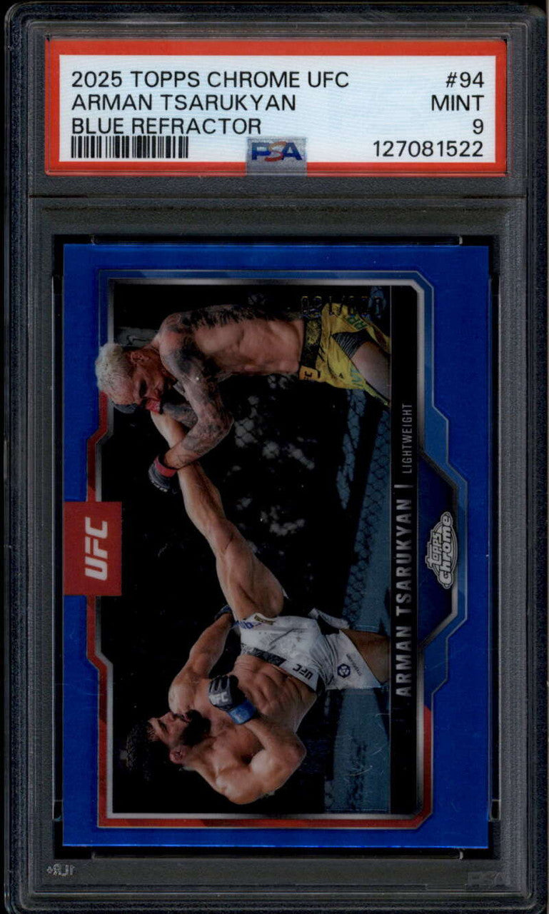 SOLD 185989 2025 Topps Chrome UFC Blue Refractor 94 Arman Tsarukyan 20/150 PSA 9 MINT