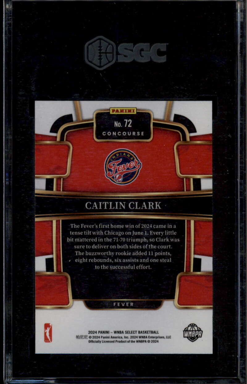 2024 Select WNBA 72 Caitlin Clark Rookie RC SGC 9.5 MT+