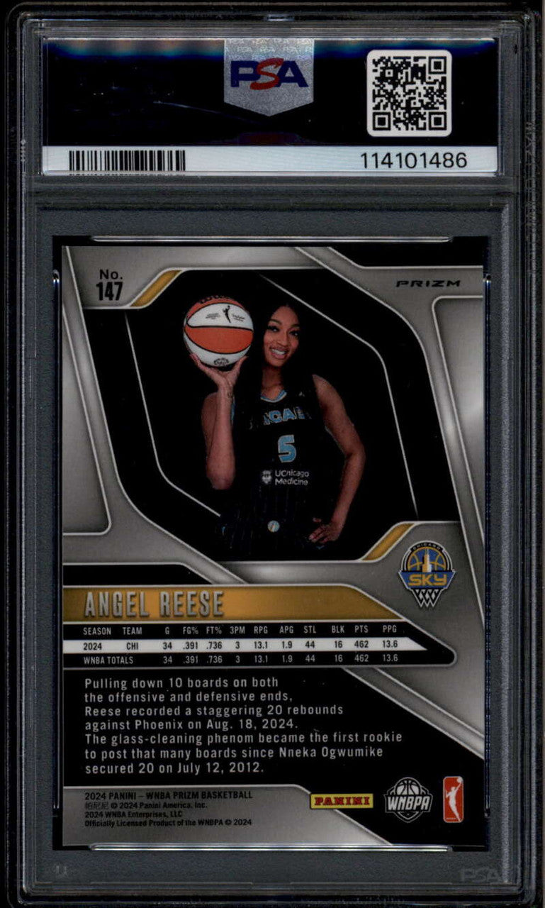 SOLD 185992 2024 Panini Prizm WNBA Prizms Silver Ice 147 Angel Reese Rookie RC PSA 10 GEM MT