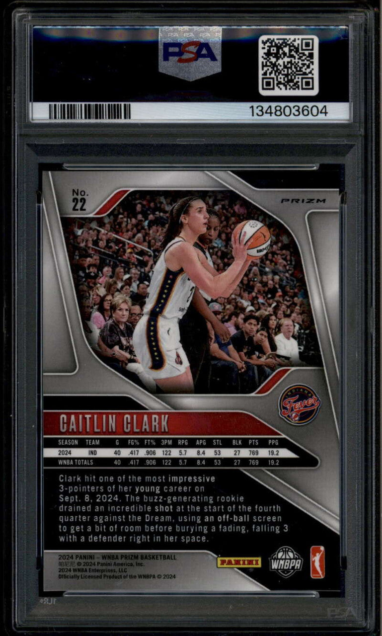 SOLD 185994 2024 Panini Prizm WNBA Prizms Silver Refractor 22 Caitlin Clark Rookie RC PSA 8