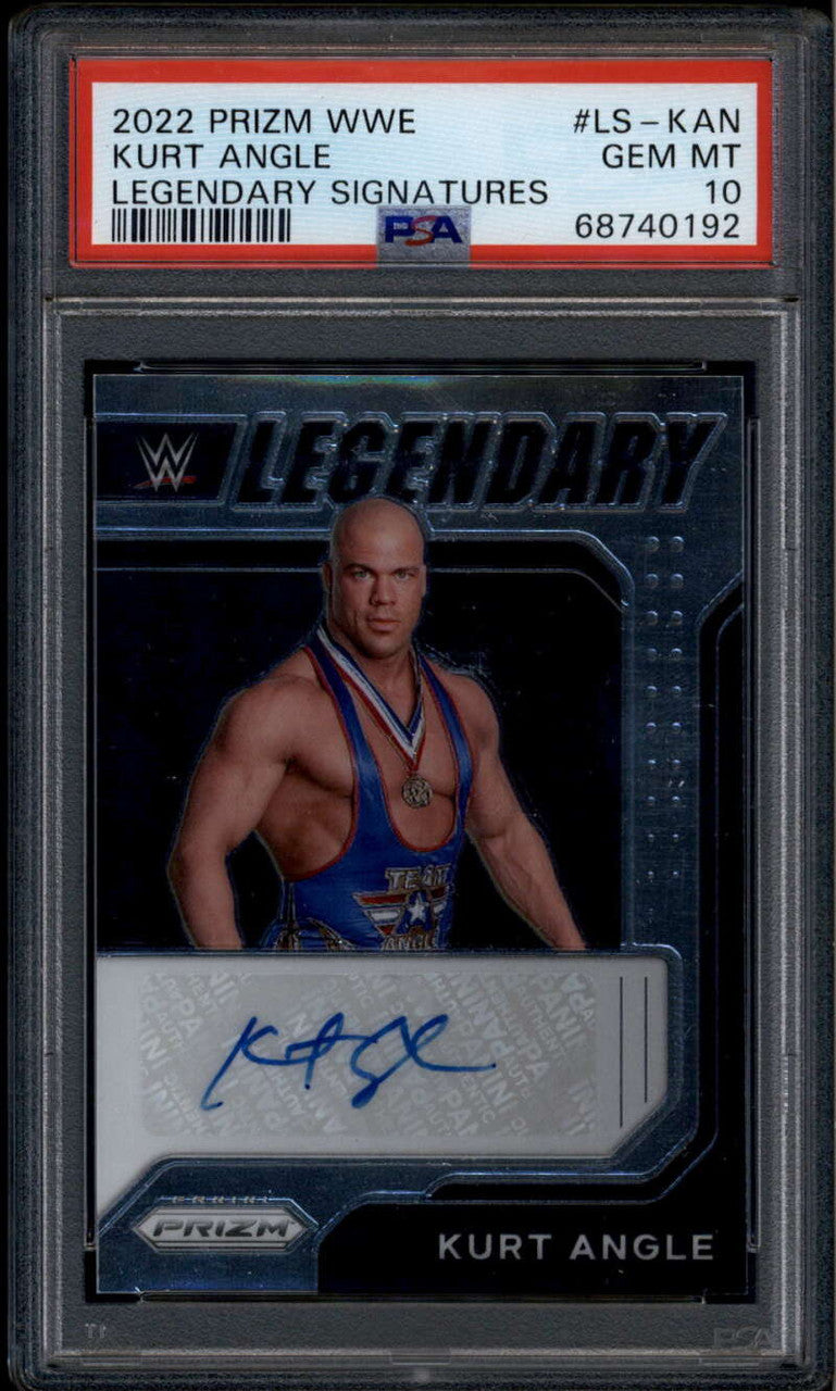 2022 Panini Prizm WWE Legendary Signatures LSKAN Kurt Angle Auto PSA 10 GEM MT