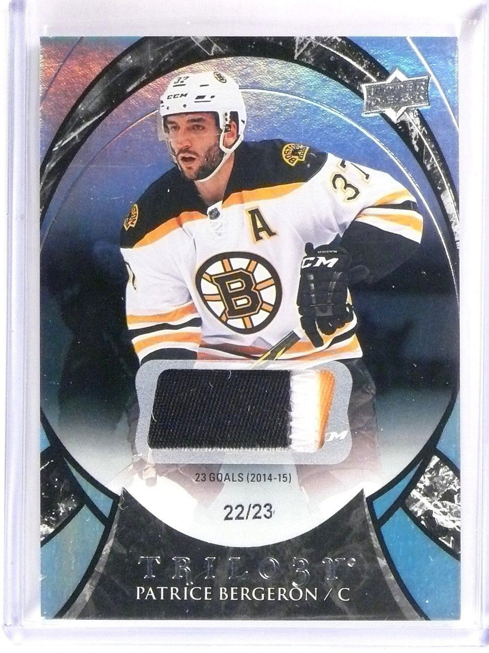 2015-16 UD Trilogy Patrice Gergeron Jersey Patch Rainbow Black #D22/23 #8
