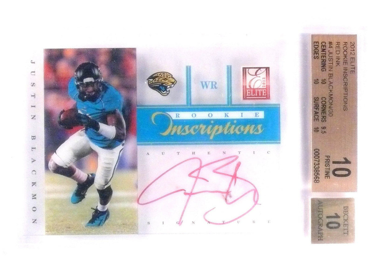 DELETE 4372 2012 Elite Rookie Inscriptions Red Justin Blackmon autograph rc /30 BGS 10