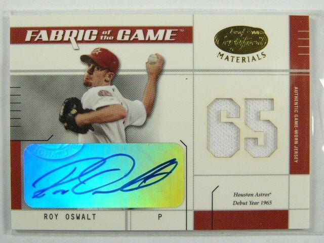 DELETE 7284 2003 Leaf Certified Fabric of the Game Roy Oswalt autograph jersey #D05/65