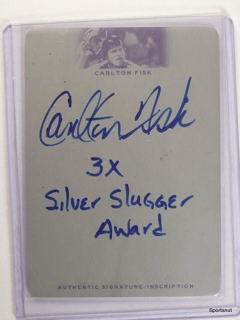 DELETE 11045 2012 Leaf Inscriptions Black Print Plate Carlton Fisk autograph auto #D 1/1
