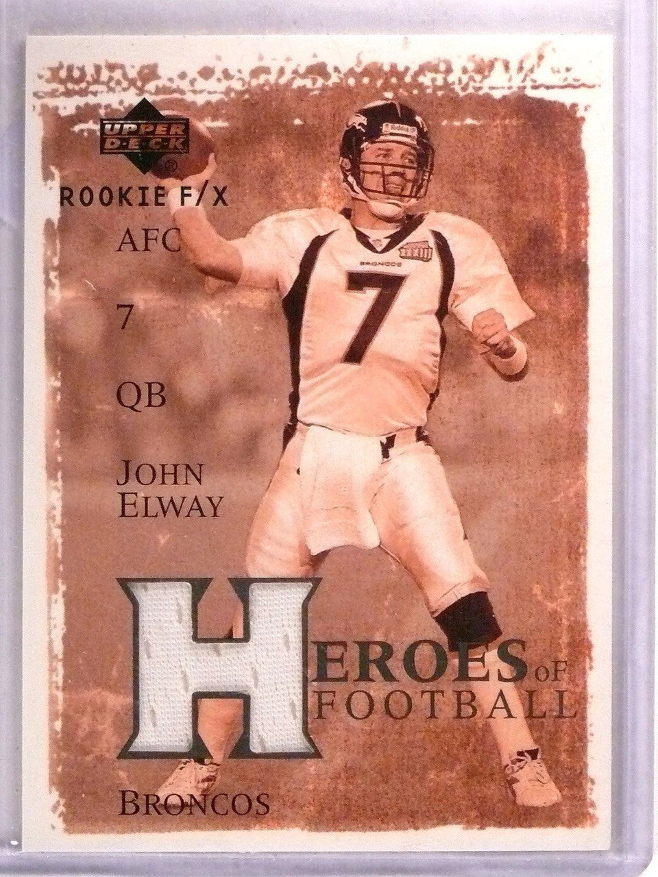 DELETE 13441 2001 Upper Deck Rookie F/X John Elway Heroes of Football Jersey #HFJE