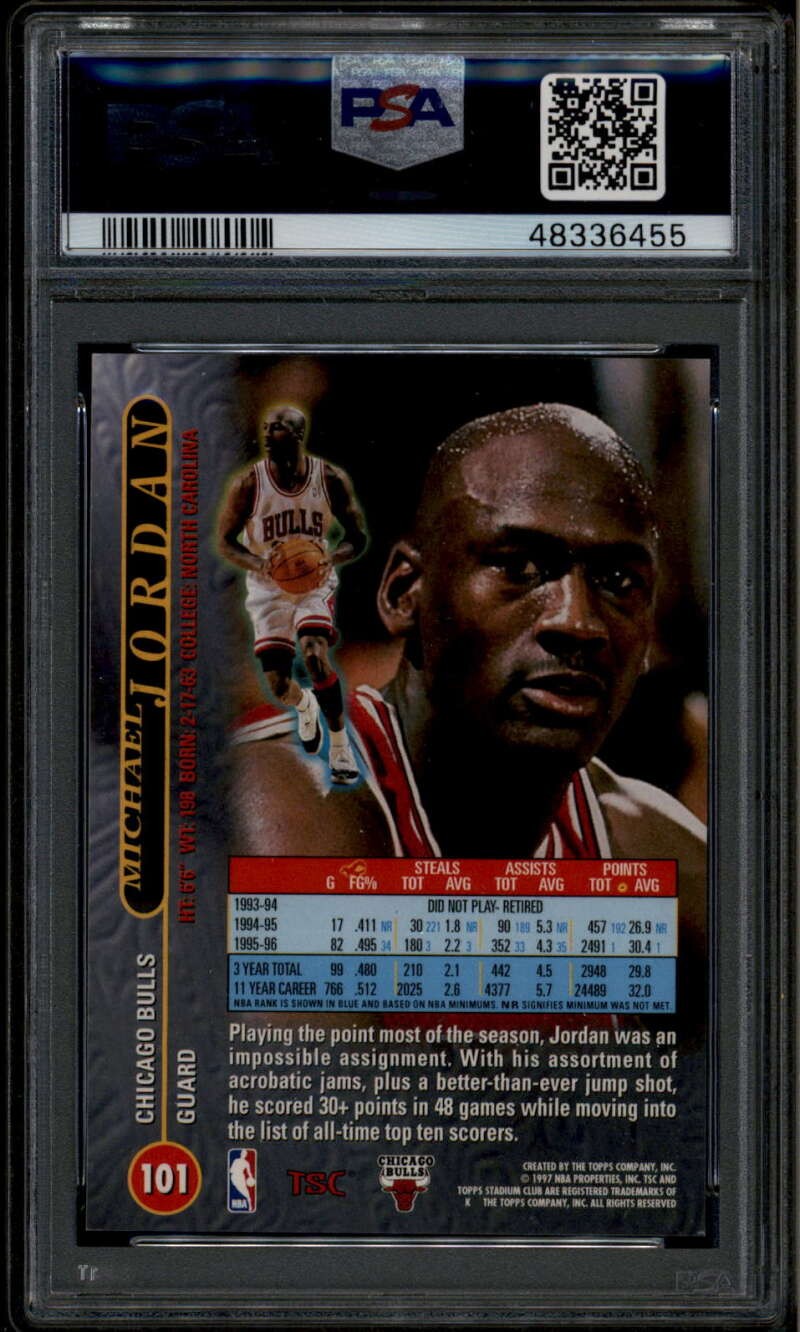 1996-97 Stadium Club 101 Michael Jordan PSA 8 NM-MT