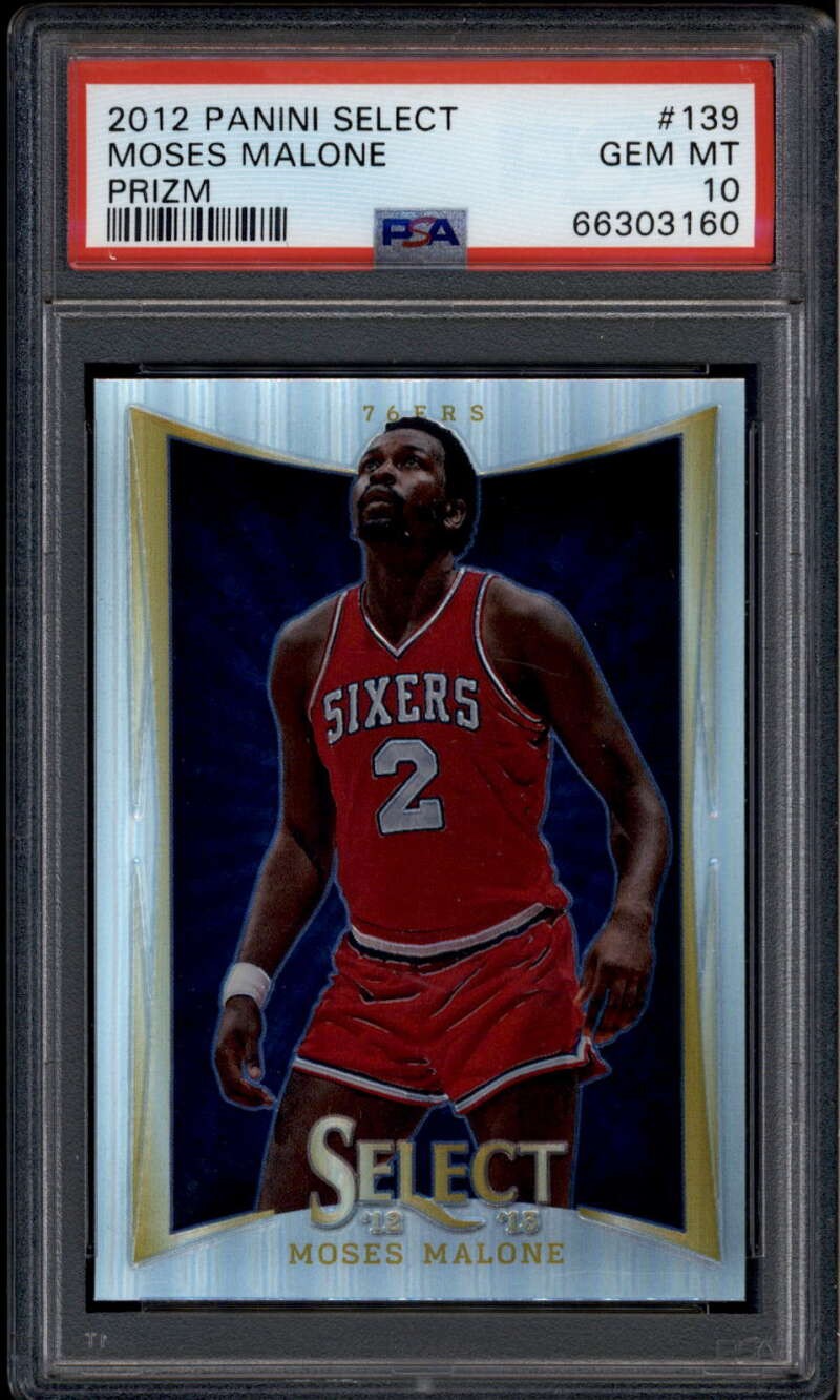 2012-13 Select Prizms Silver Refractor 139 Moses Malone PSA 10 GEM MT 66303160