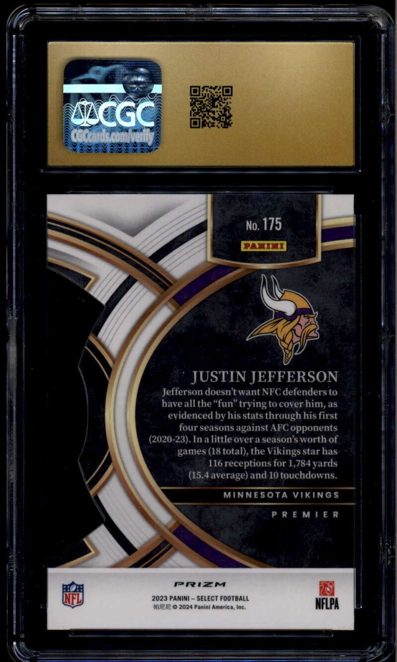 2023 Select Prizm Red Blue Die Cut 175 Justin Jefferson Premier CGC 10 PRISTINE