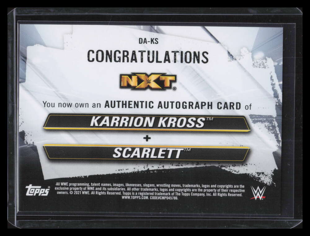 2021 Topps WWE NXT Tag Team Autographs Karrion Kross Scarlett Dual Auto 16/25