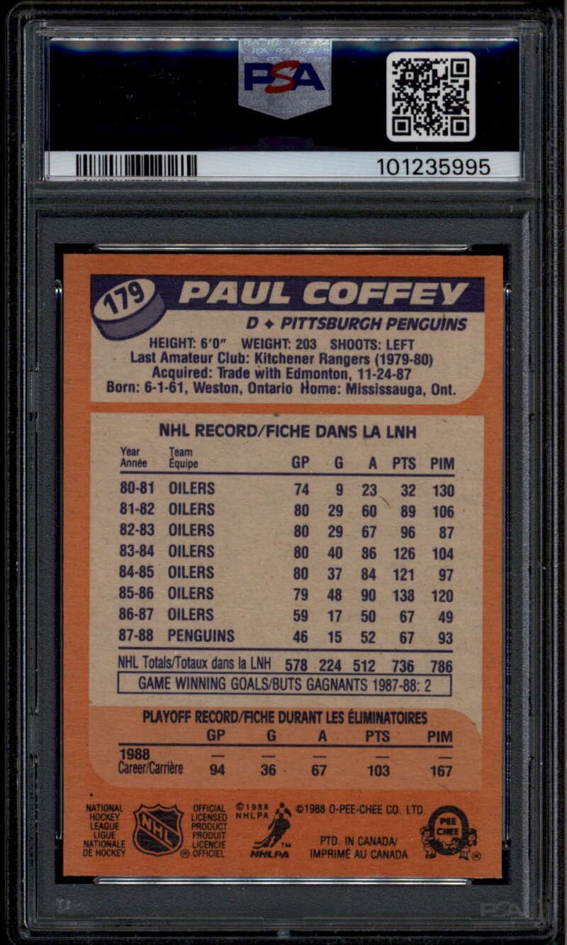 1988-89 O-Pee-Chee 179 Paul Coffey PSA 10 GEM MT