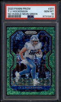 2020 Panini Prizm Prizms No Huddle Neon Green 201 T. J. Hockenson 1/5 PSA 10 GEM