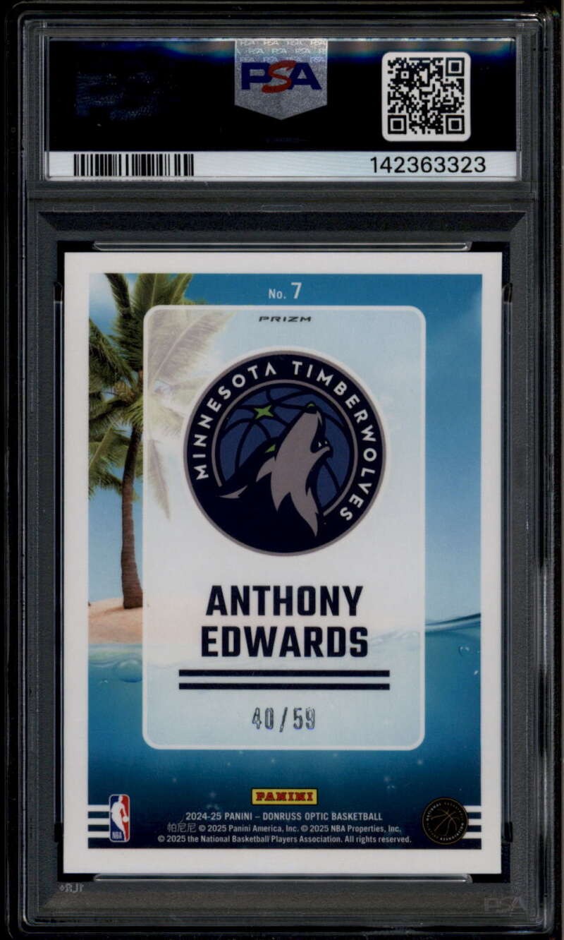 2024-25 Donruss Optic Splash! White Velocity 7 Anthony Edwards 40/59 PSA 9 MINT