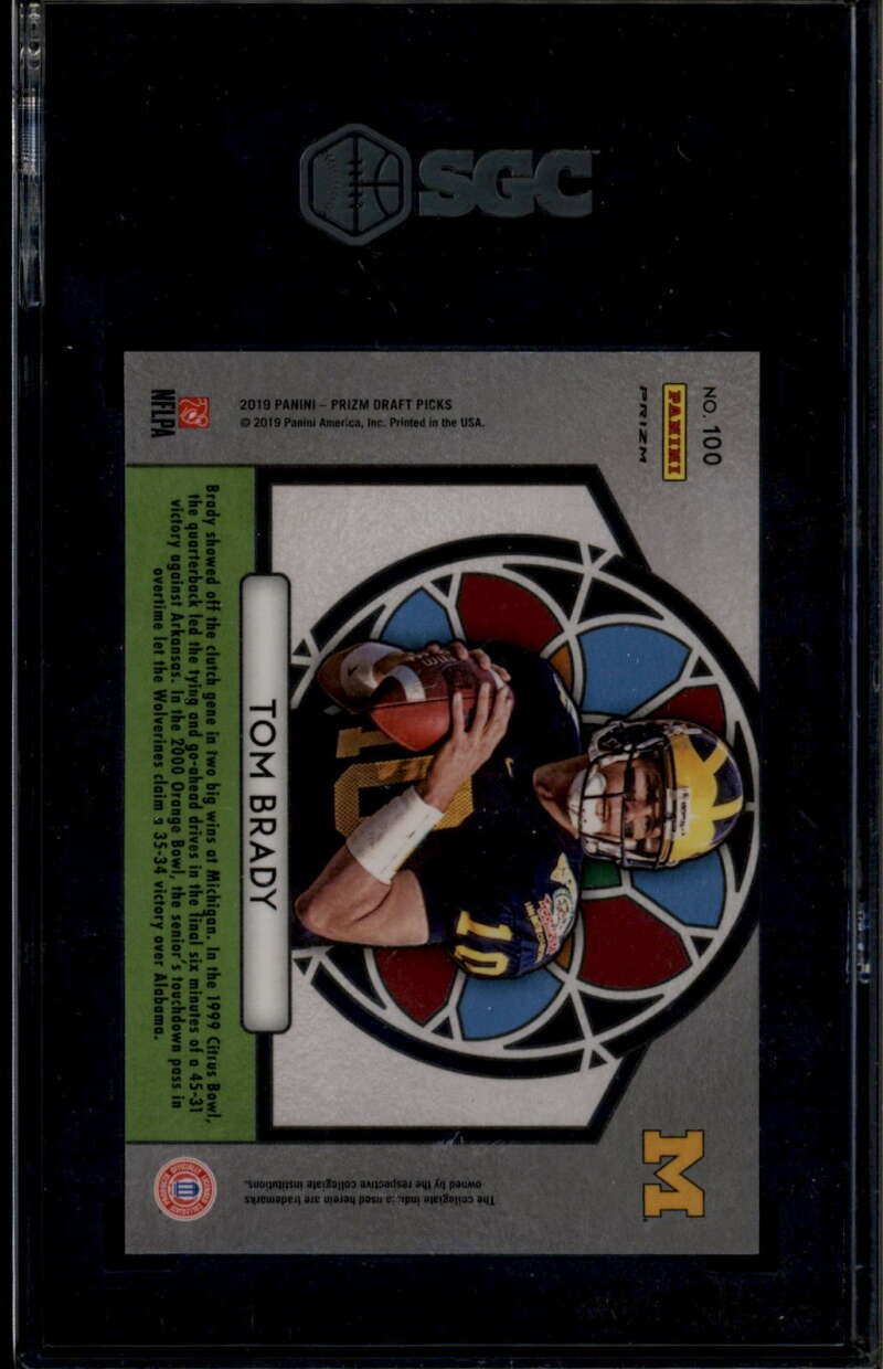 2019 Panini Prizm Draft Prizms Blue 100 Tom Brady SG Stained Glass SGC 9.5 MT+