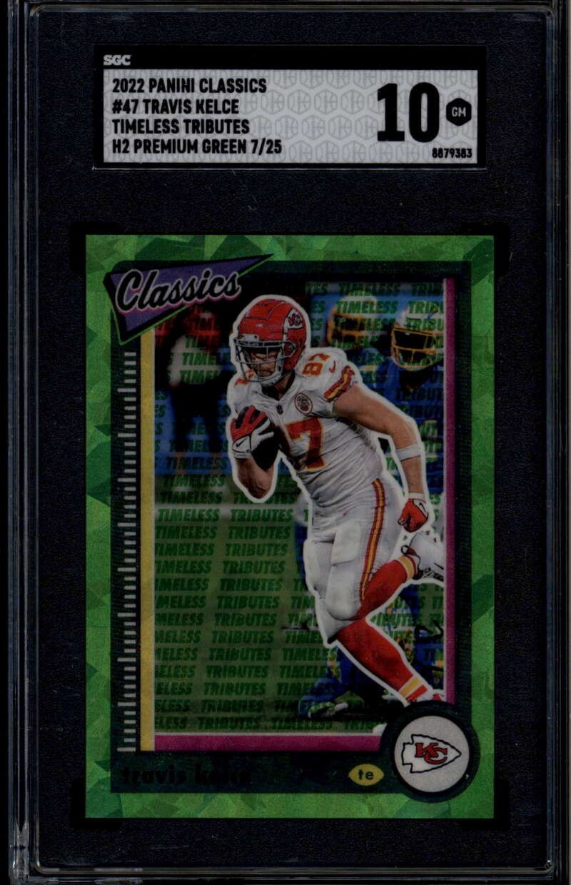 2022 Classics Premium Edition Timeless Tributes Green 47 Travis Kelce /25 SGC 10