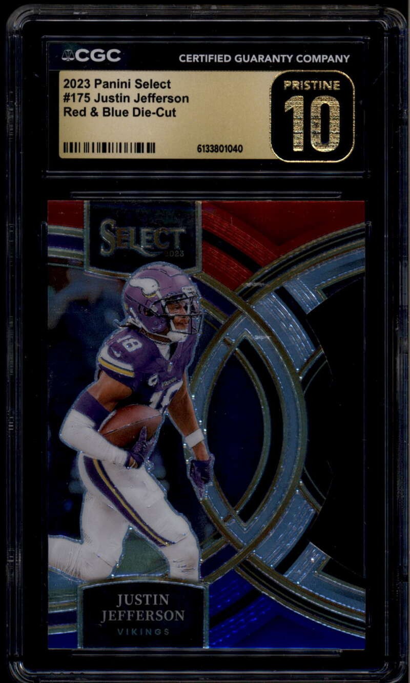 2023 Select Prizm Red Blue Die Cut 175 Justin Jefferson Premier CGC 10 PRISTINE