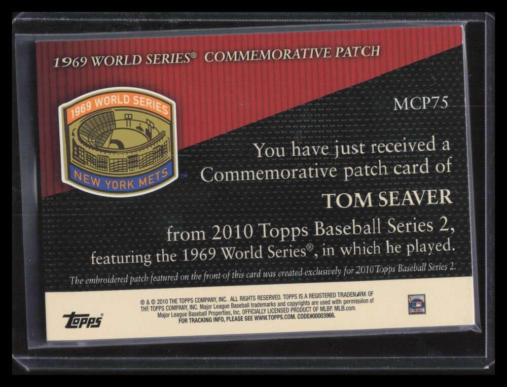 2010 Topps Commemorative Patch mcp75 Tom Seaver 1969 World Series Patch
