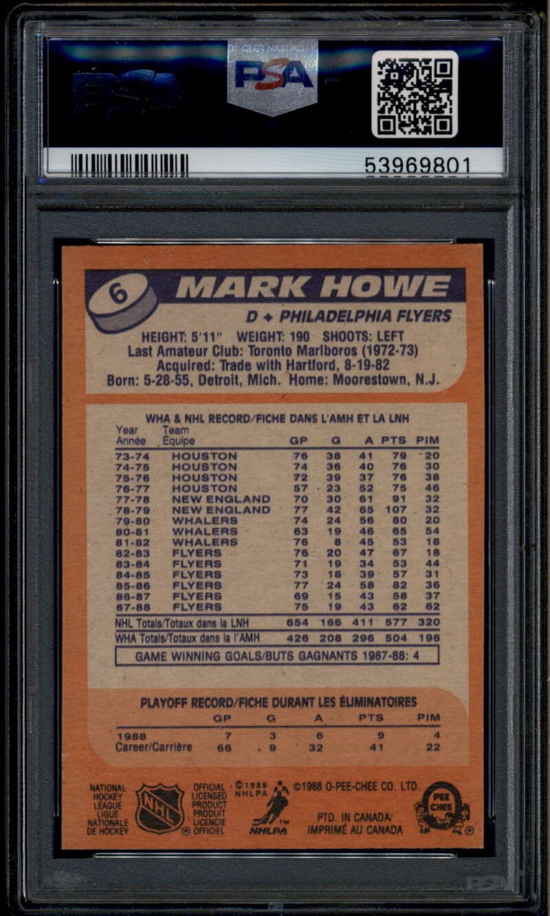 1988-89 O-Pee-Chee 6 Mark Howe PSA 10 GEM MT