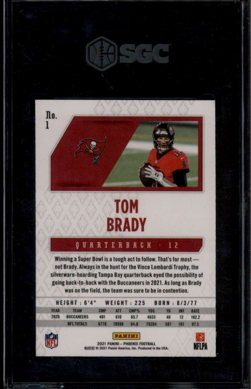 2021 Panini Phoenix First Burst 1 Tom Brady SGC 10 GM GEM MINT
