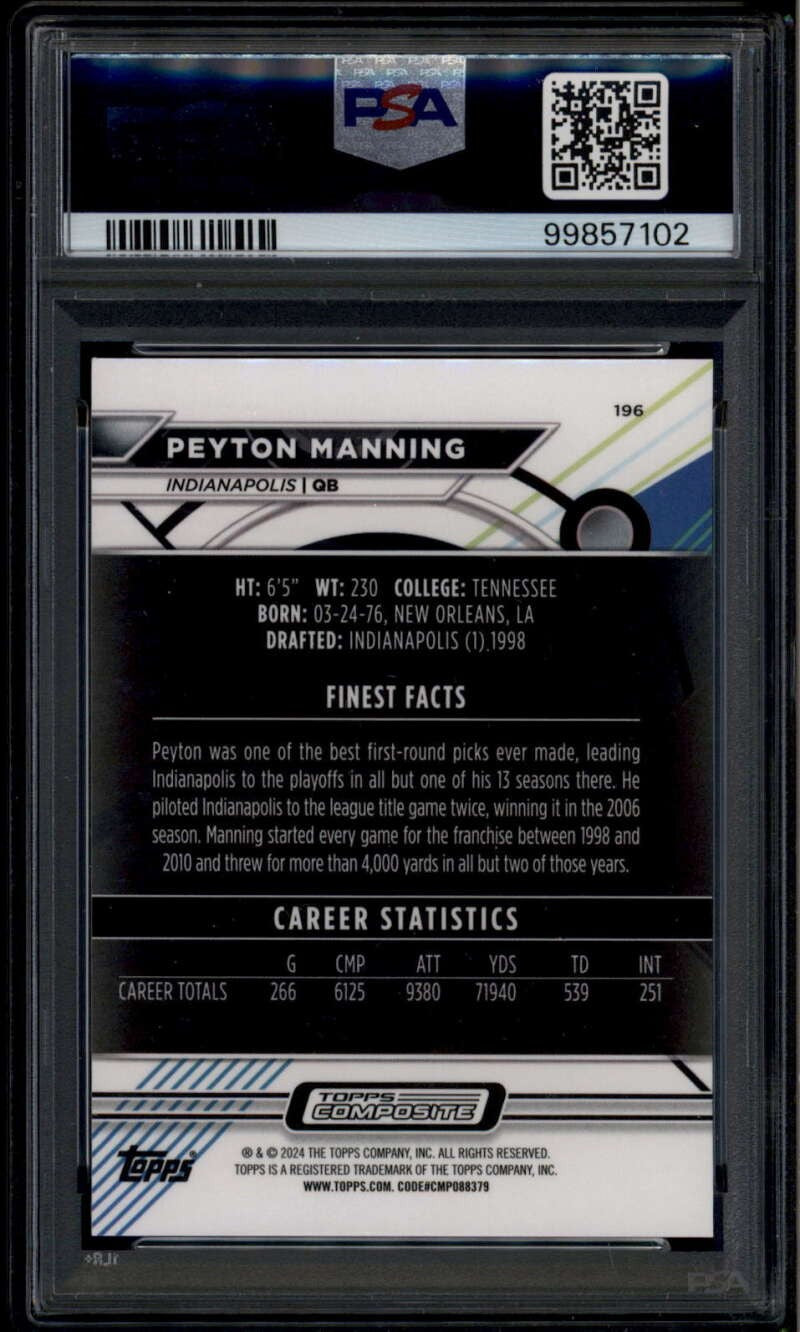 2023 Topps Composite Finest Black Red Vapor Refractor Peyton Manning 18/20 PSA 9