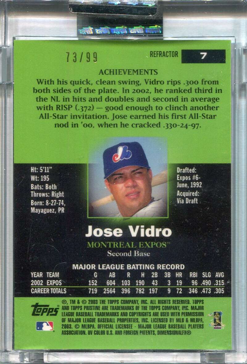 2003 Topps Pristine Refractor 7 Jose Vidro 73/99