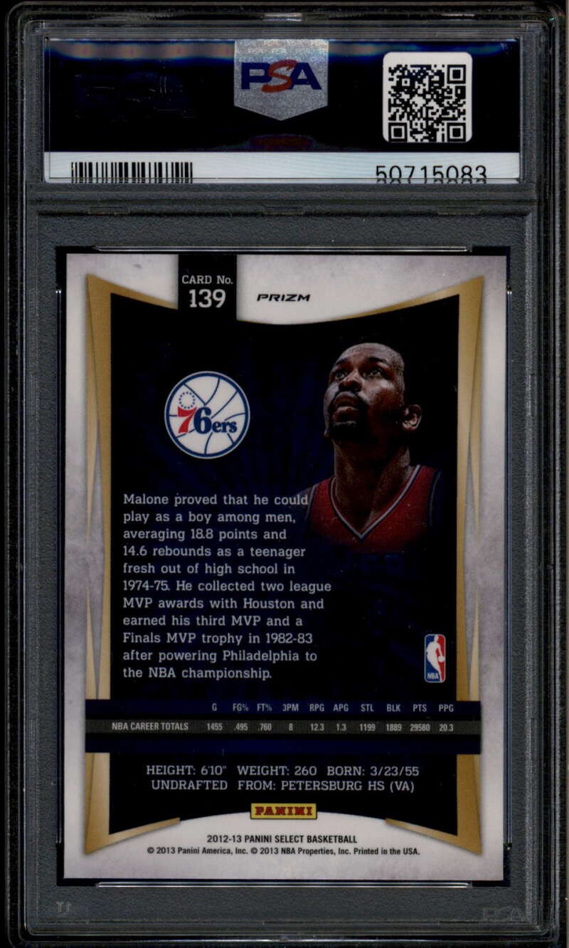 2012-13 Select Prizms Silver Refractor 139 Moses Malone PSA 10 GEM MT 50715083
