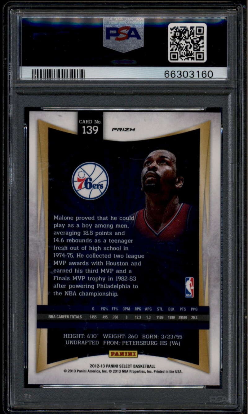 2012-13 Select Prizms Silver Refractor 139 Moses Malone PSA 10 GEM MT 66303160