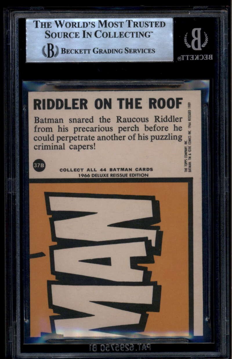 1989 Topps Batman Deluxe Reissue Blue Bat Riddler on Roof Frank Gorshin BAS Auto