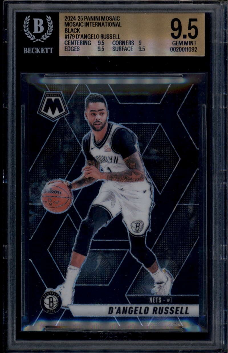 2024-25 Panini Mosaic International Black 179 D'Angelo Russell 1/1 BGS 9.5 GEM